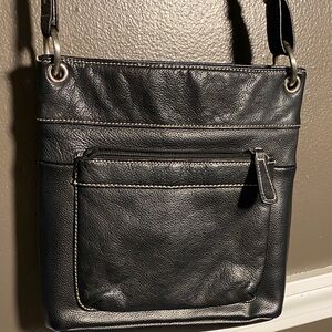 Perfect Size Black Leather Cross body Bag